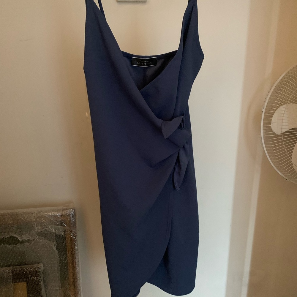 Blue mini wrap dress